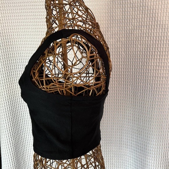 Charlotte Russ Black Criss-Cross Front Top with Zippered Back. Size Small. EUC - Picture 4 of 7